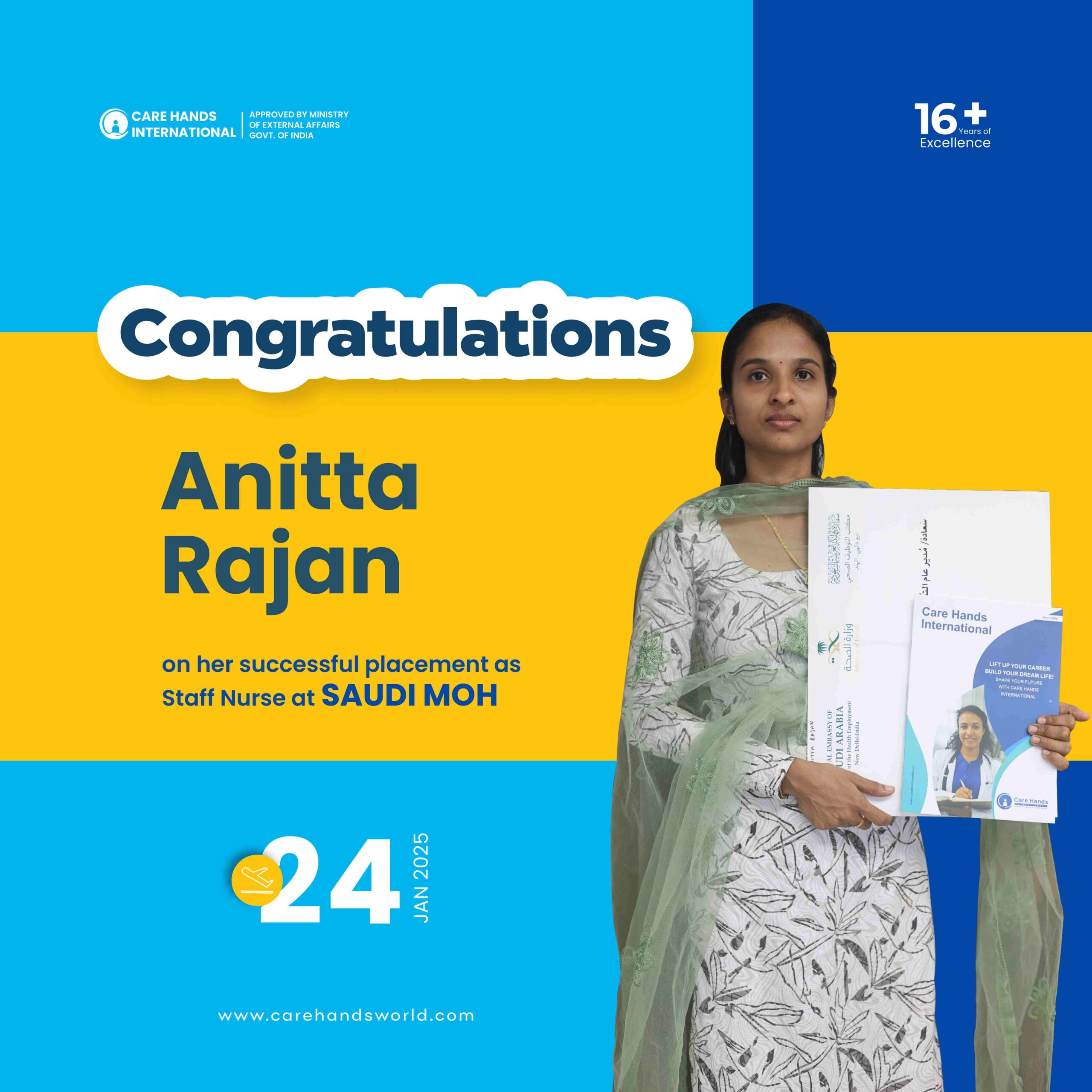 Anitta Rajan Saudi MOH 24 January 2025 congratulations poster-01