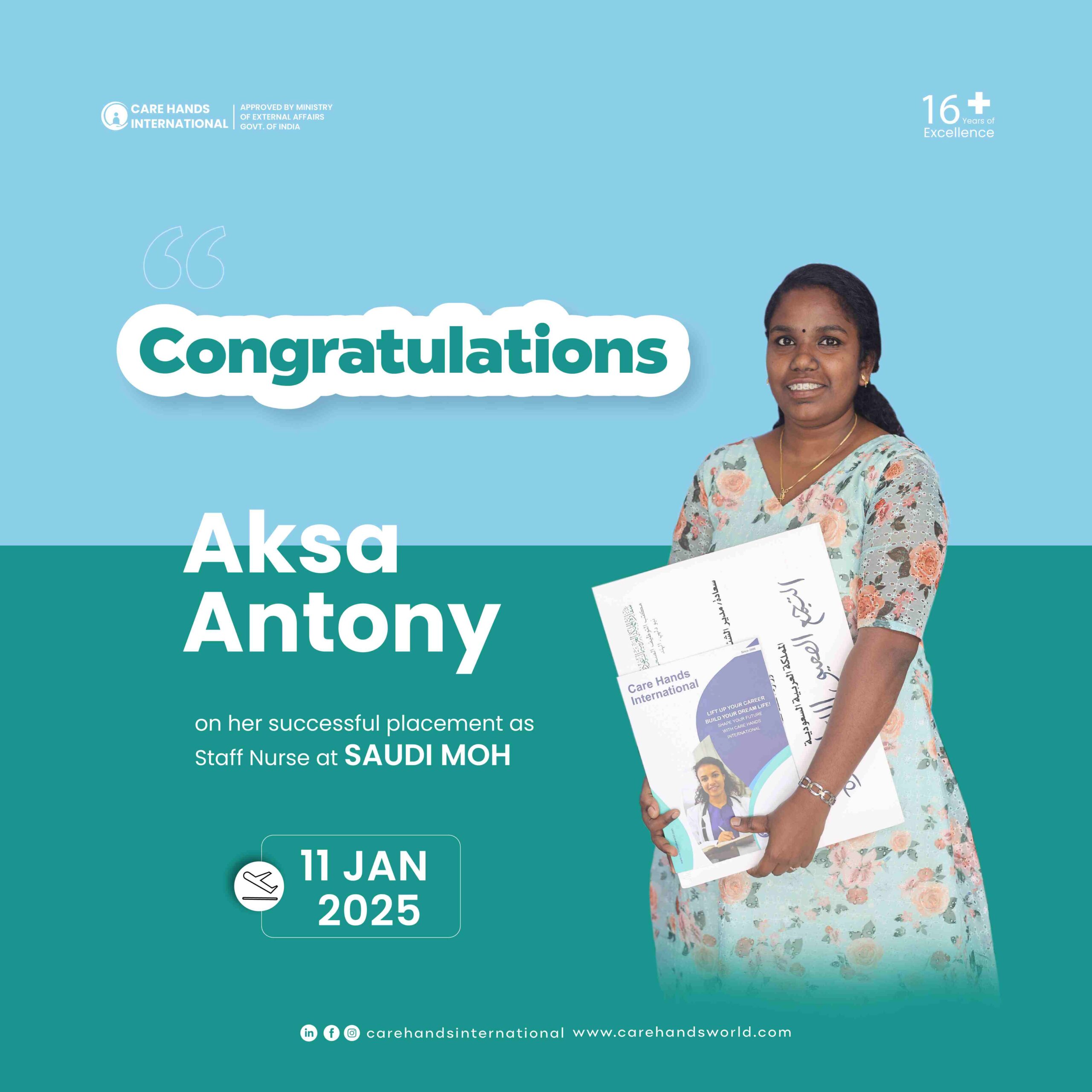 Congratulation Poster Aksa Antony Saudi MOH 11 January 2025-01