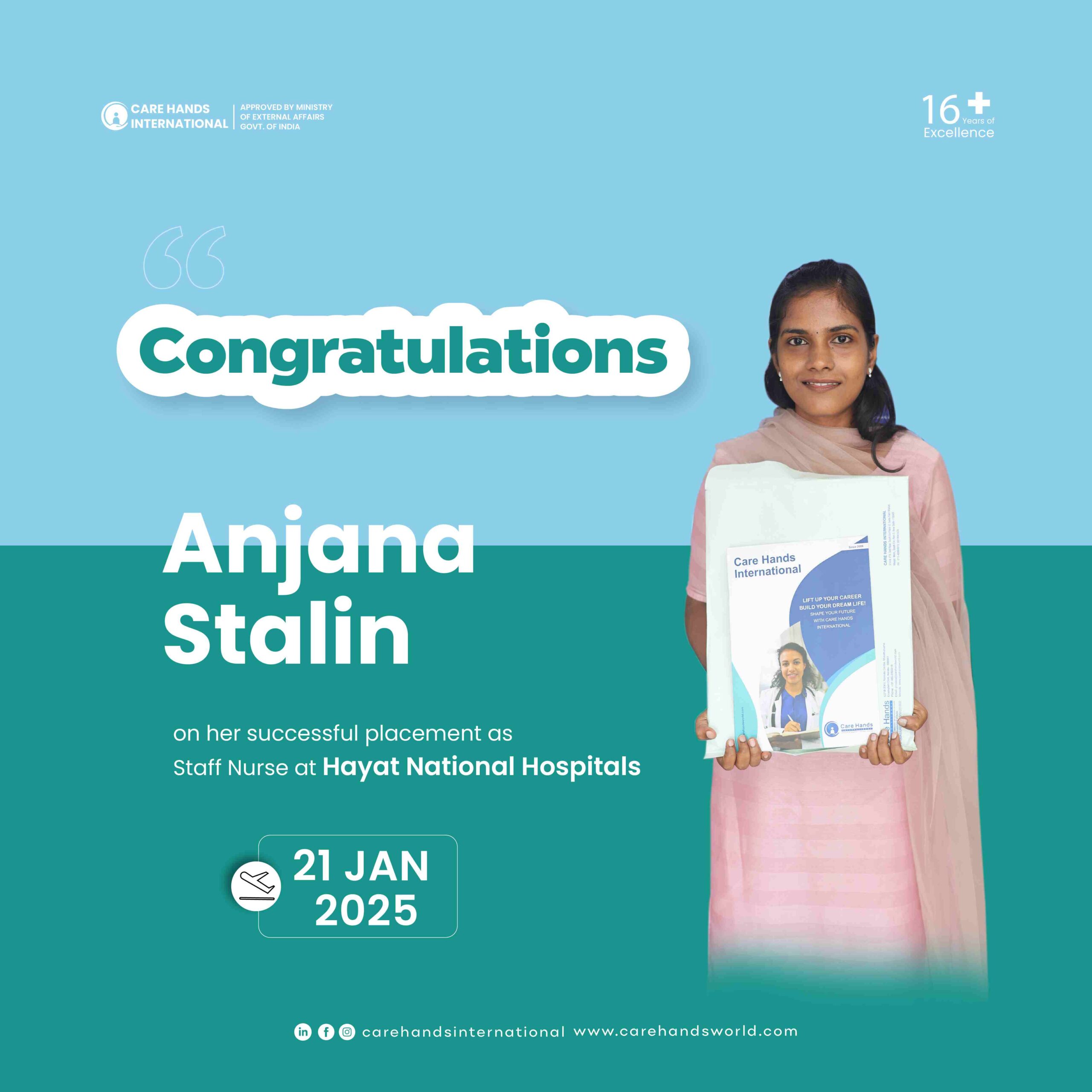 Congratulation Poster Anjana Stalin Hayat National Hospitals 21 January 2025-01