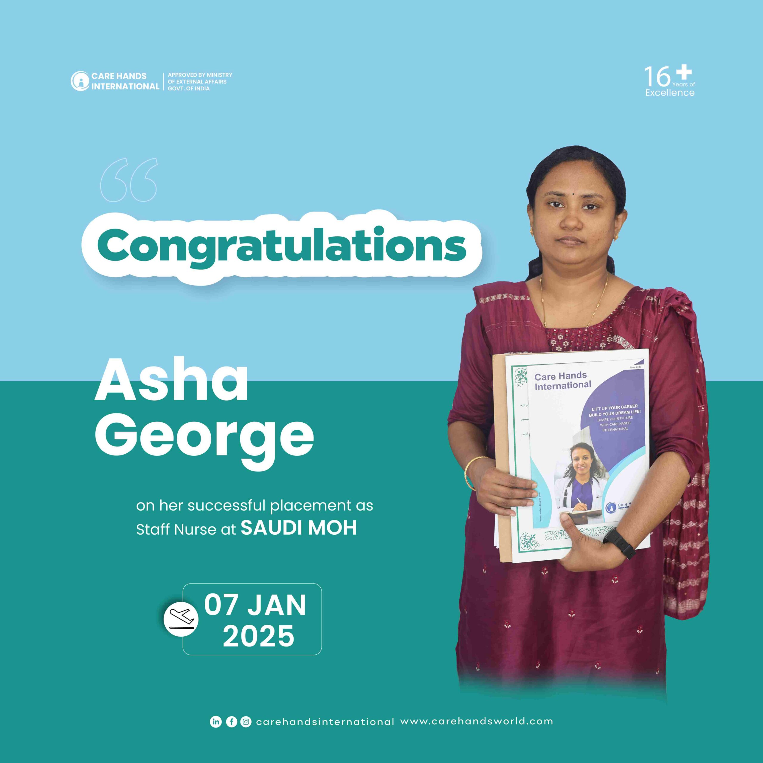 Congratulation Poster Asha George Saudi MOH 7 January 2025-01