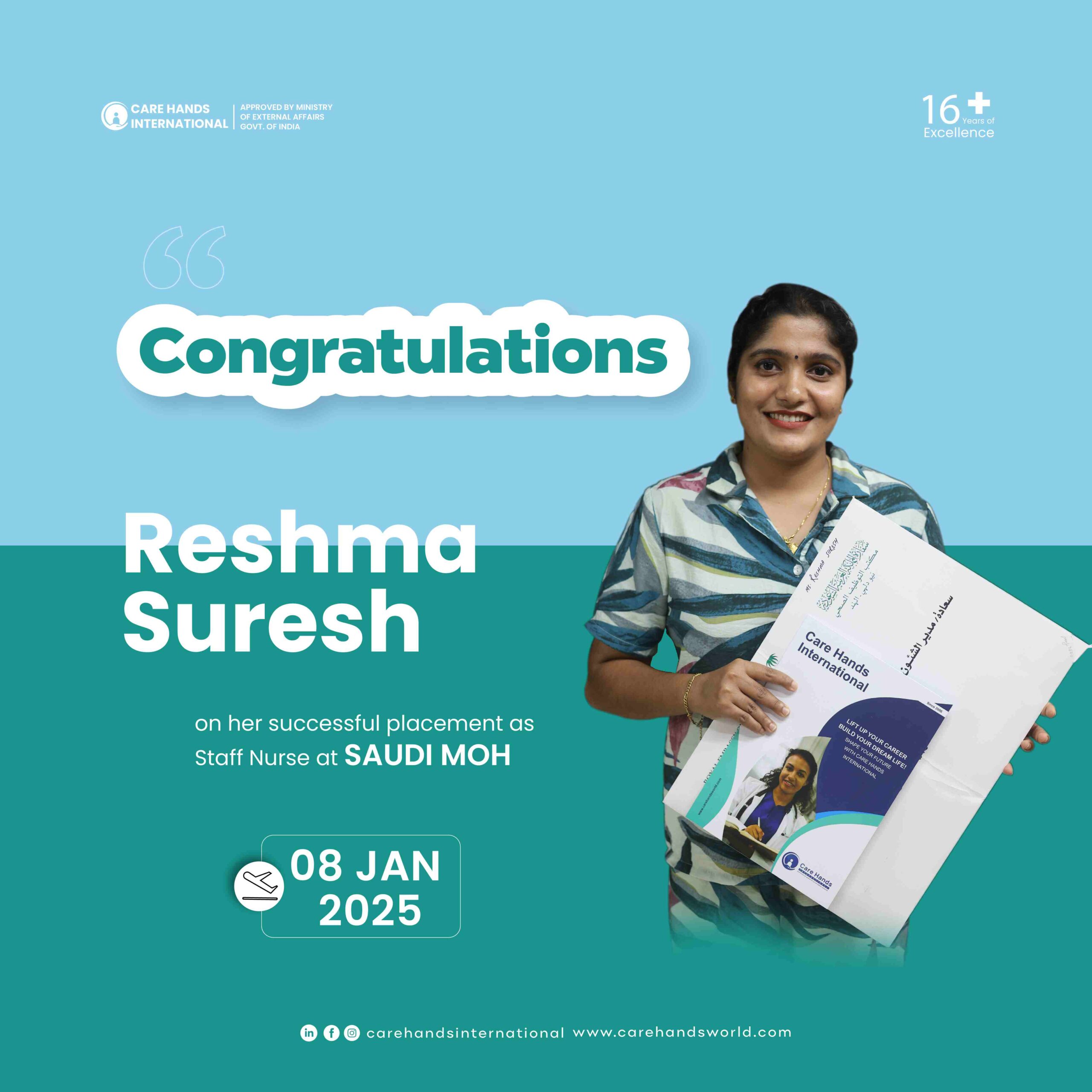 Congratulation Poster Reshma Suresh Saudi MOH 8 January 2025-01