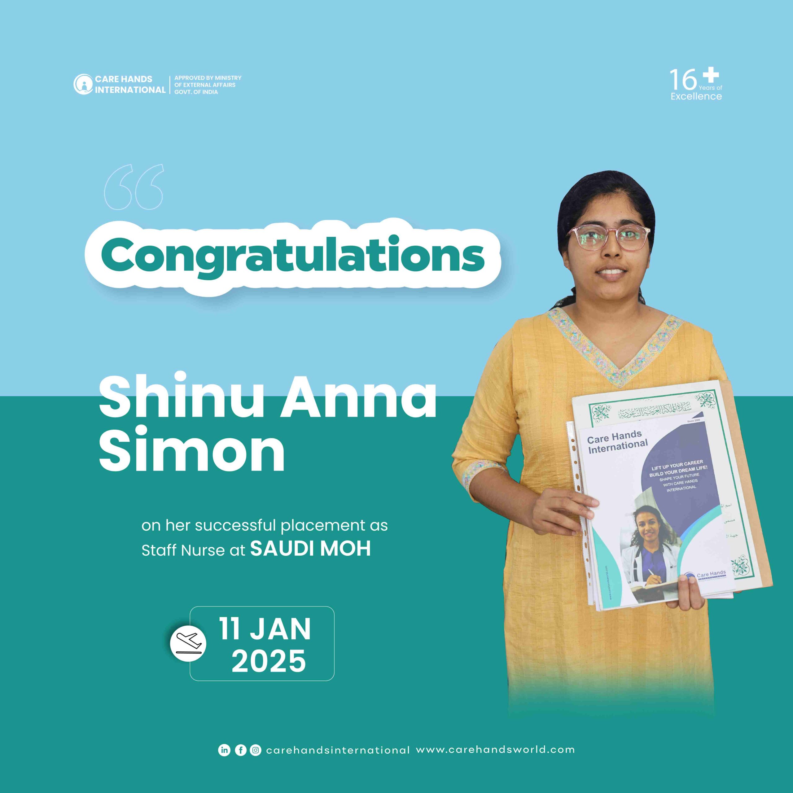 Congratulation Poster Shinu Anna Simon Saudi MOH 11 January 2025-01