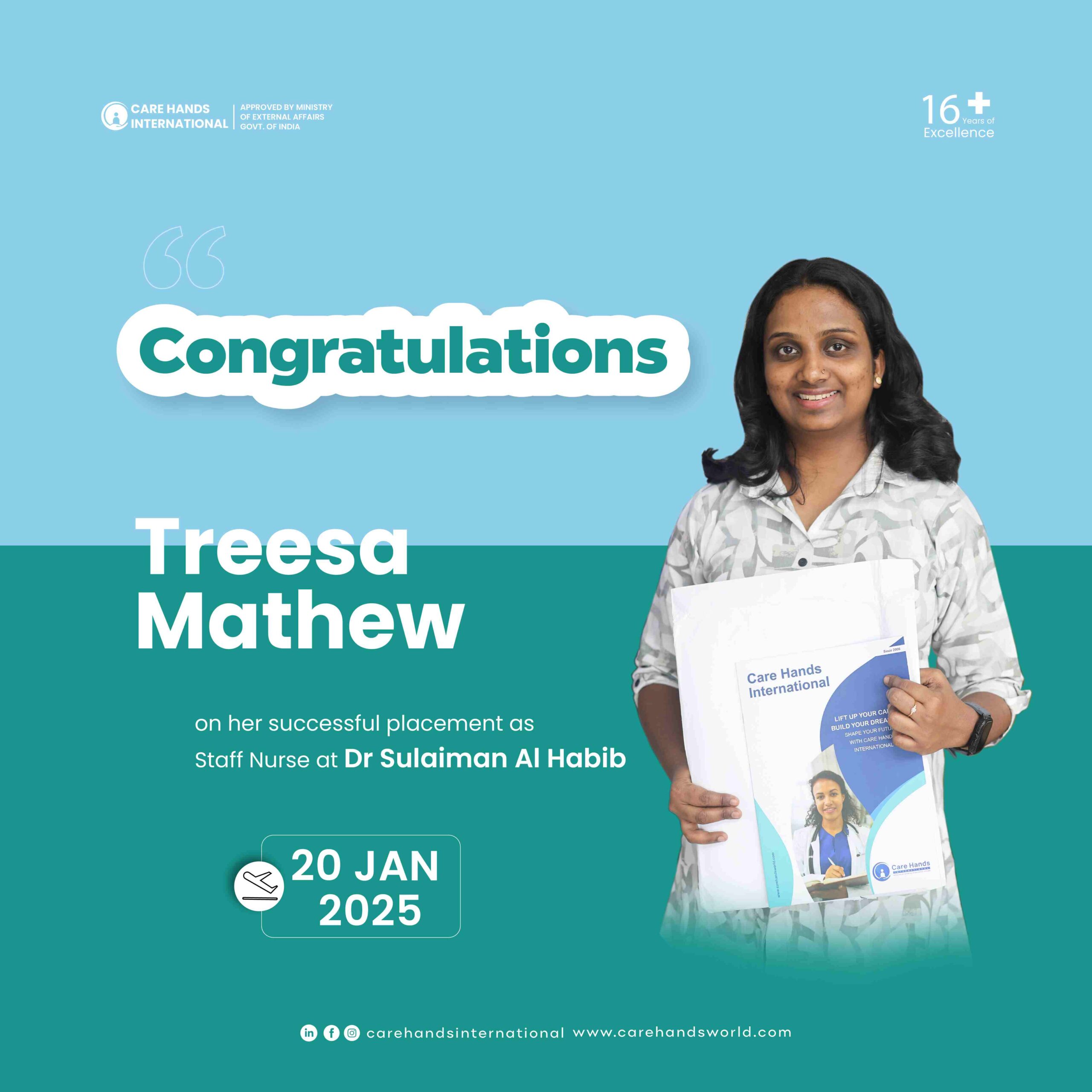 Congratulation Poster Treesa Mathew Dr Sulaiman Al Habib 20 January 2025-01